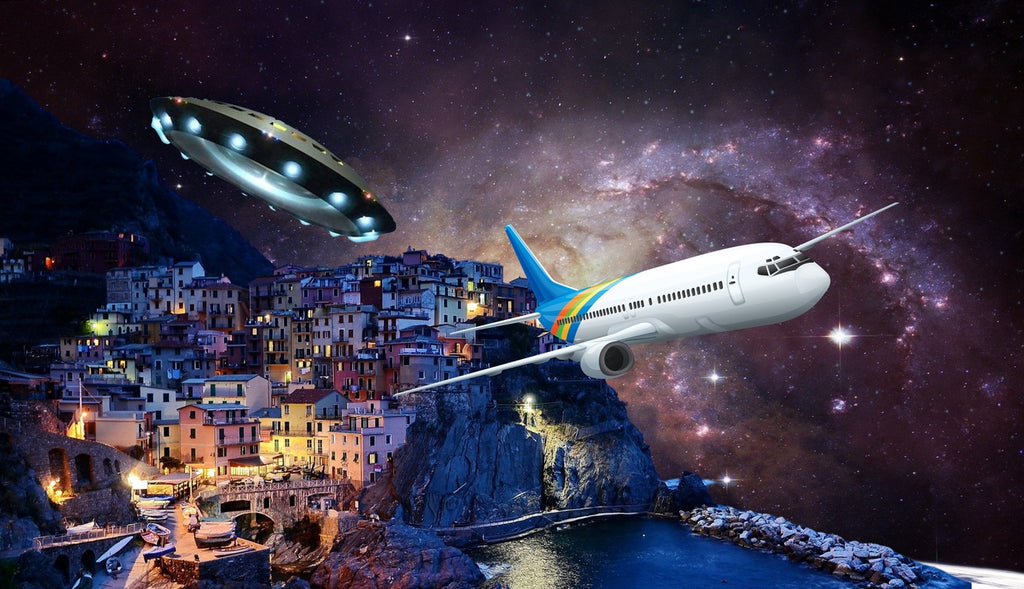 Flying Saucer Chasing Commercial Airliner - Create a Scene