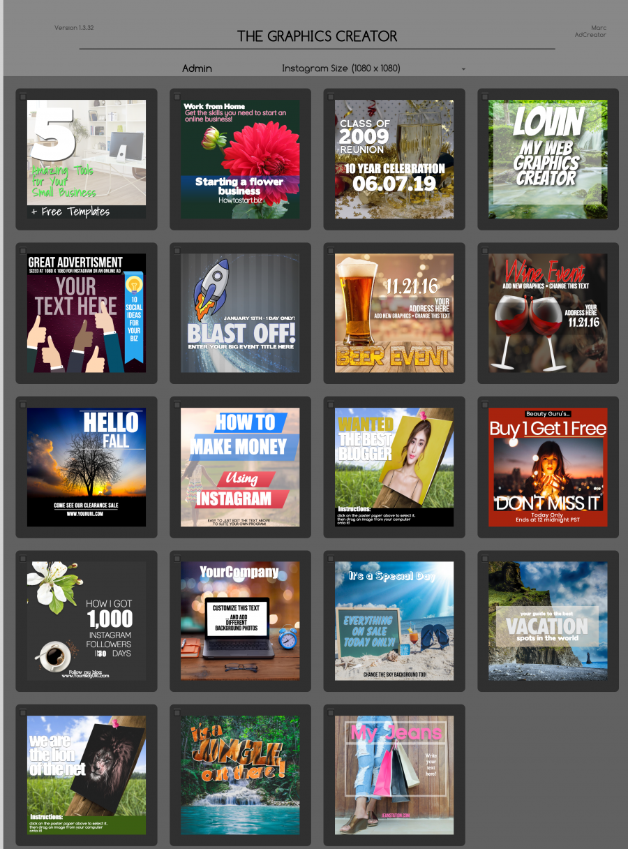 Social Media templates sized perfectly for Instagram